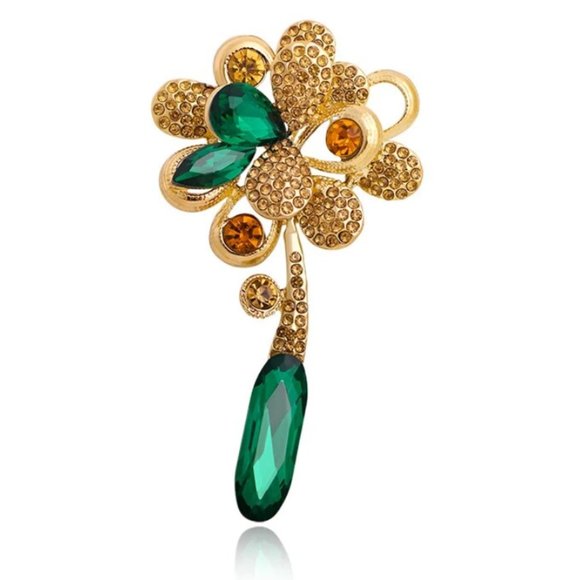 Large Love Crystal Flower Brooch / Necklace Pendant - Picture 5 of 11